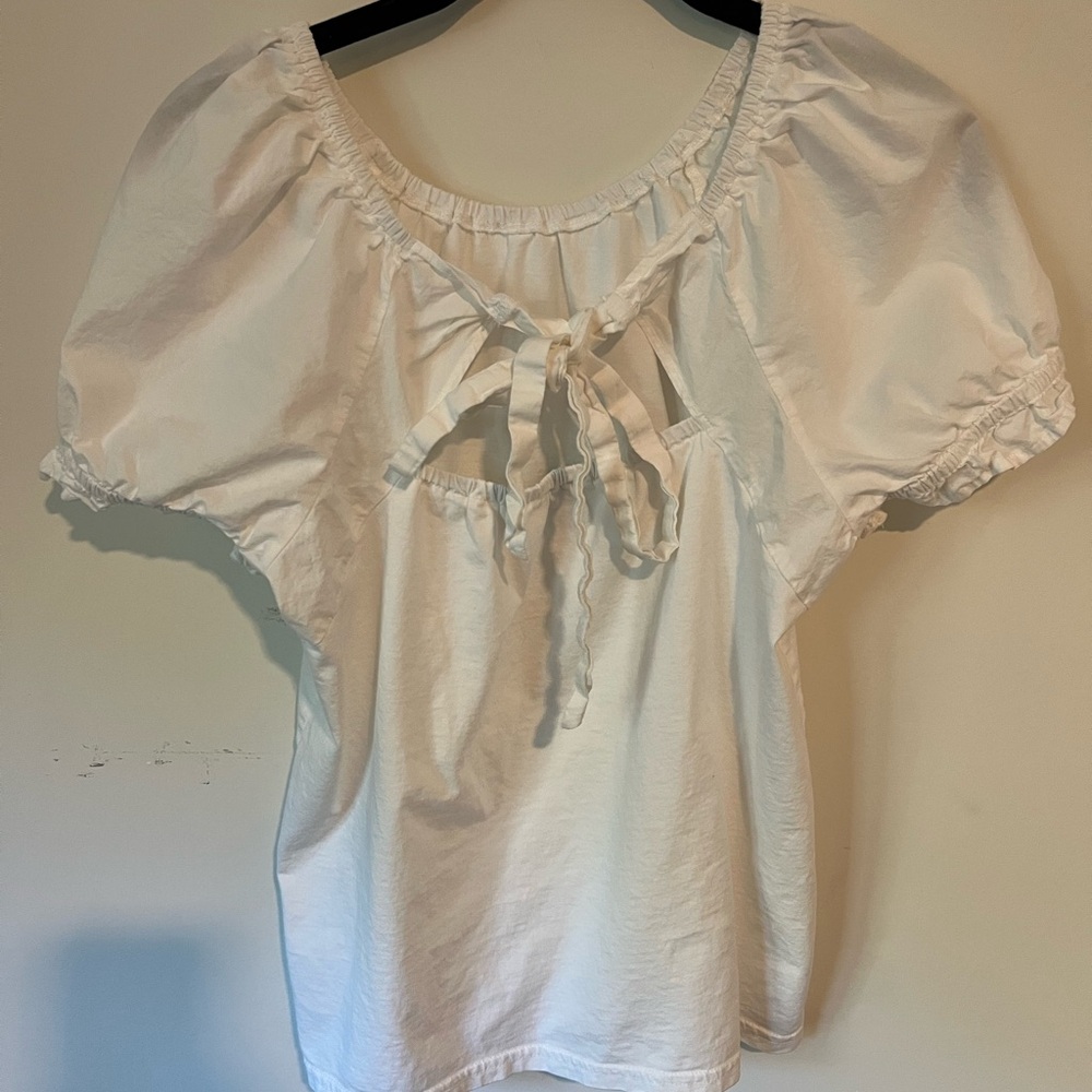 J. Crew White Women's Top with bow in back cotton